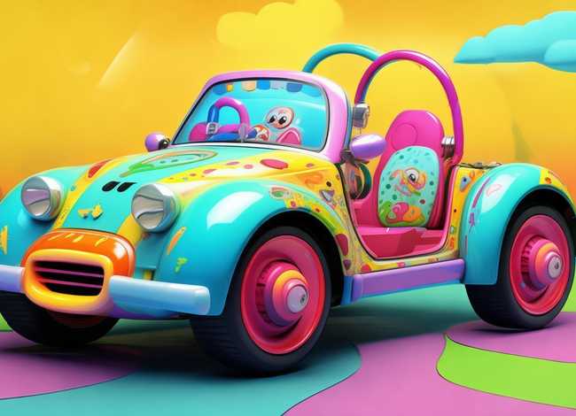 儿童电动汽车简笔画 - 儿童电动汽车简笔画彩色