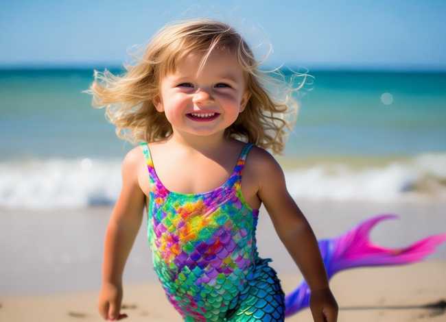 儿童美人鱼泳衣；儿童美人鱼泳衣(真人)