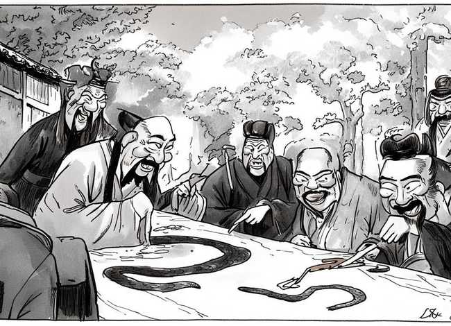 成语故事画蛇添足带拼音；成语故事画蛇添足带拼音图片