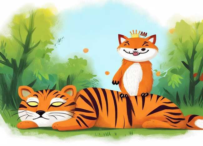 狐假虎威成语故事儿童版简笔画（成语故事虎假狐威的简笔画）