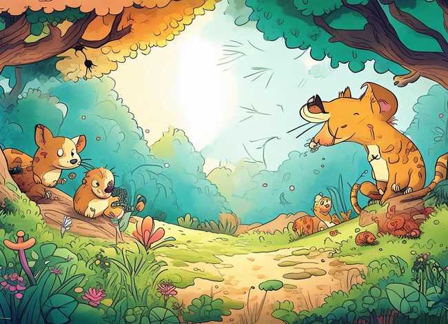 森林里的故事简笔画有颜色的、森林里的故事简笔画有颜色的图片