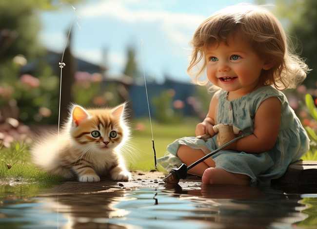 儿童故事小猫钓鱼的故事 - 小猫钓鱼的故事幼儿故事