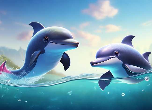 儿童故事海豚和小熊；小海豚和大海豚的故事