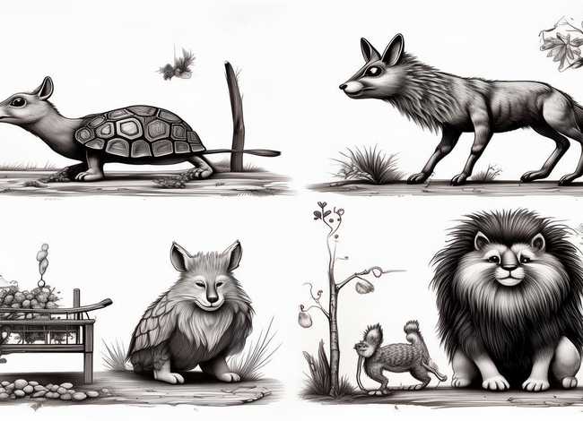 伊索寓言故事连环画简笔画，伊索寓言连环画4图简笔画