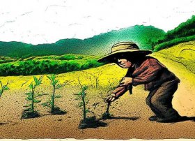 成语故事拔苗助长的故事配图；拔苗助长成语故事的绘画大全