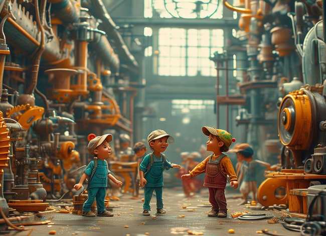 工厂的儿童故事 - 工厂的儿童画