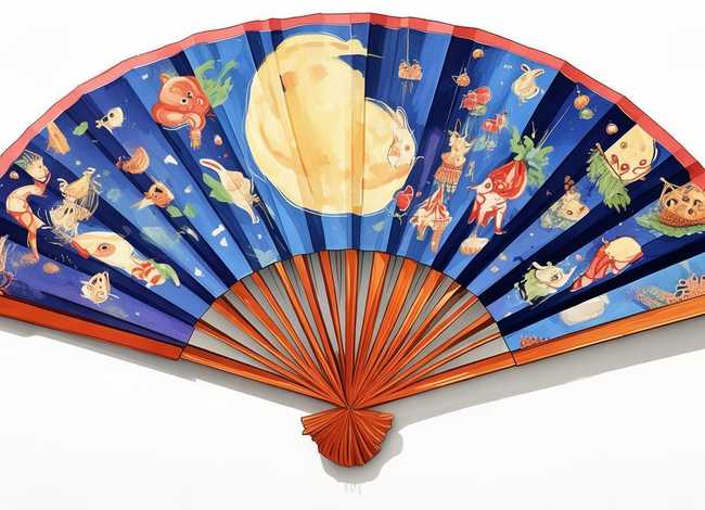 儿童中秋团扇手绘；儿童中秋团扇手绘图片