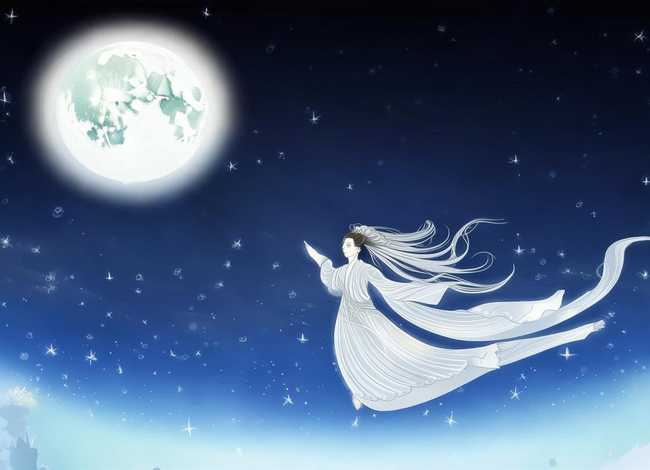 嫦娥奔月的神话故事绘本手绘；嫦娥奔月的神话故事绘本手绘图片