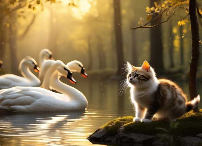 猫小帅故事野天鹅；猫小帅故事野天鹅图片大全