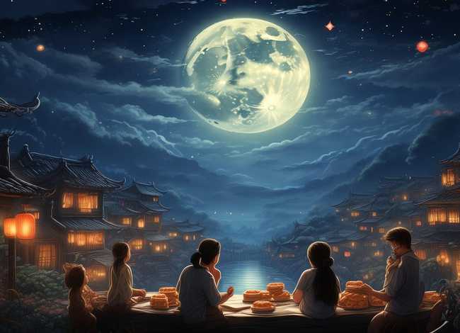 中秋传说故事绘画、中秋节传说故事绘画