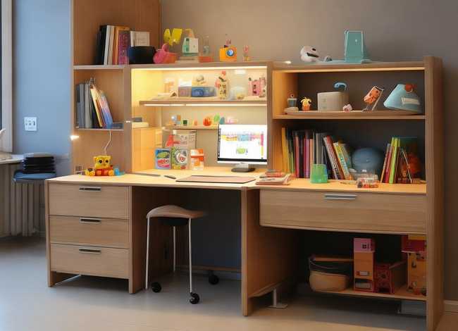 写字台书桌儿童一体式（写字台书桌电脑桌一体图片）