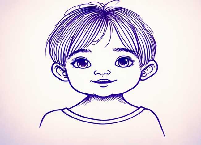 线描人物画儿童 线描人物儿童画简单