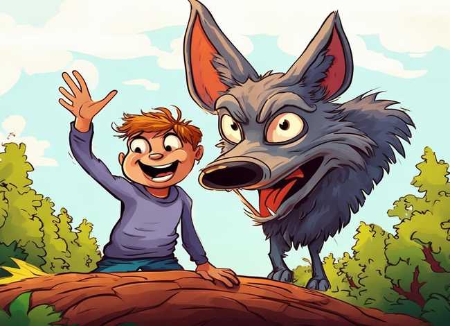 狼来了儿童故事绘画 - 狼来了儿童绘画作品