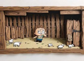 寓言故事亡羊补牢的立体手工画（寓言故事亡羊补牢手抄报简笔画）
