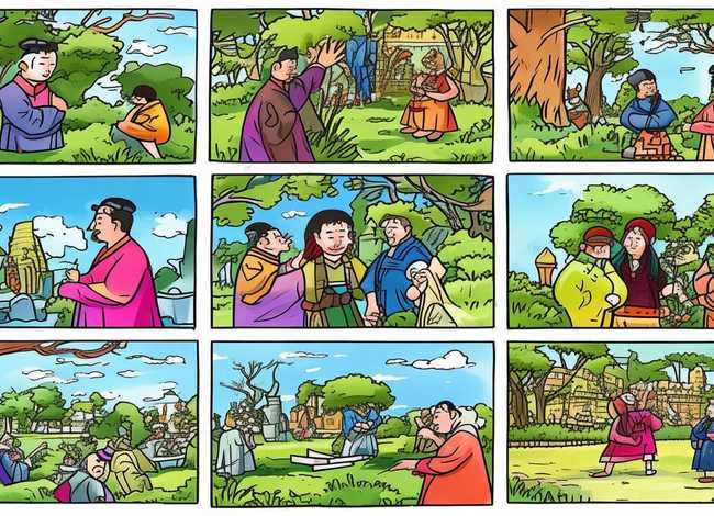 成语故事儿童连环画六张；成语故事连环画简笔画四张