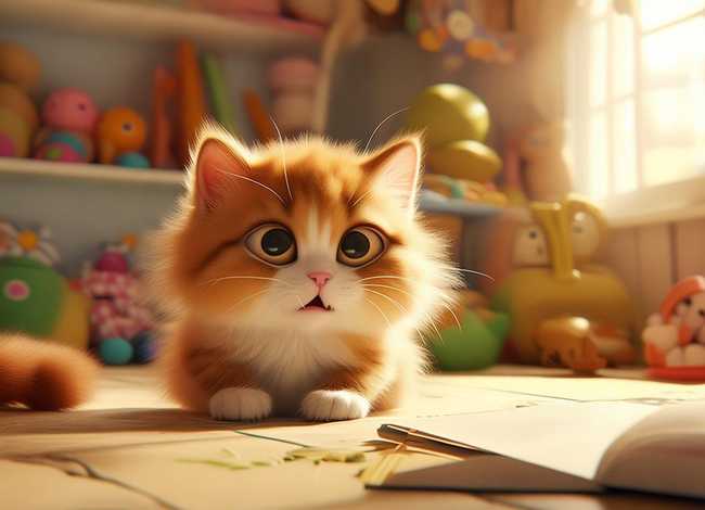 儿童故事胆小的小花猫背景图、幼儿故事胆小的小花猫