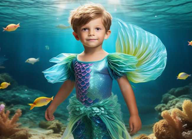 儿童美人鱼服装（儿童美人鱼服装男子尾巴图片）