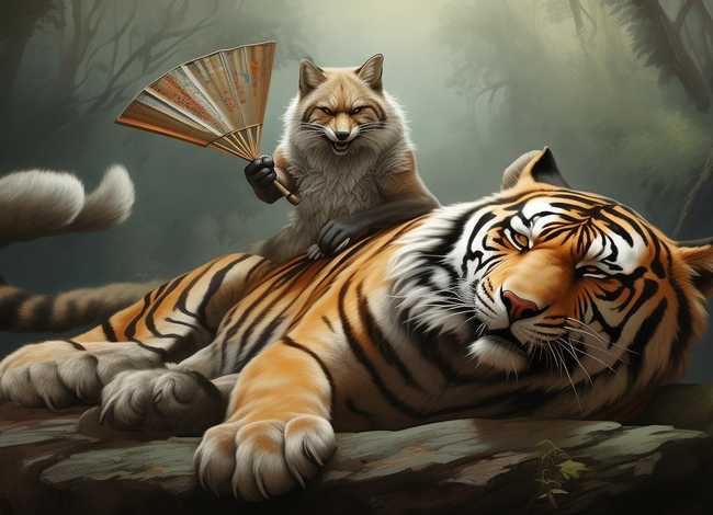 狐假虎威这个寓言故事怎么画、狐假虎威的寓言故事怎么画