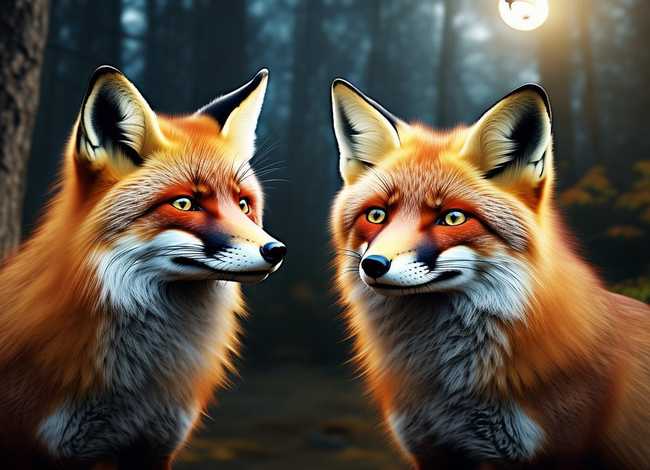 狐狸与狐狸、狐狸与狐狸的图片对比