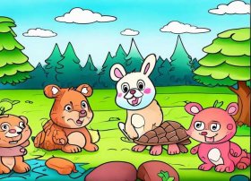 幼儿园涂色画有故事情节的,可打印的，幼儿园涂色画打印带彩色样图