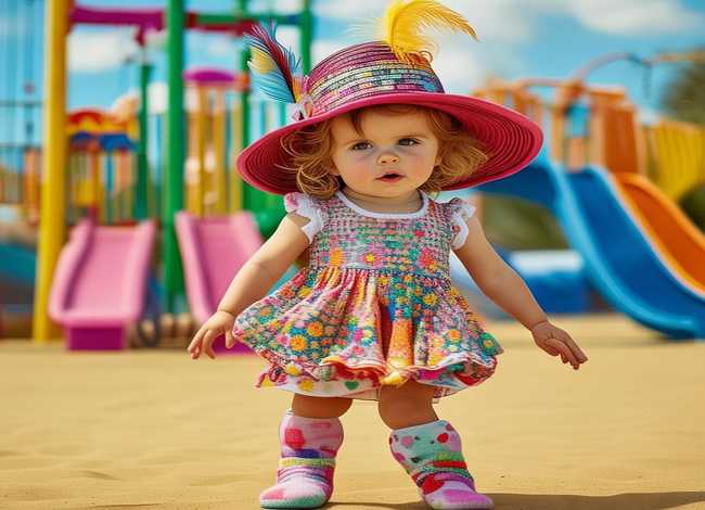 儿童模特安装；播放儿童模特穿的服装照片