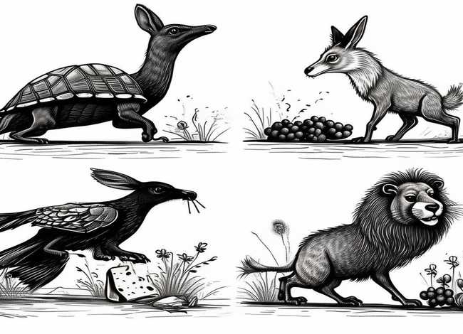 伊索寓言故事连环画简笔画，伊索寓言连环画4图简笔画