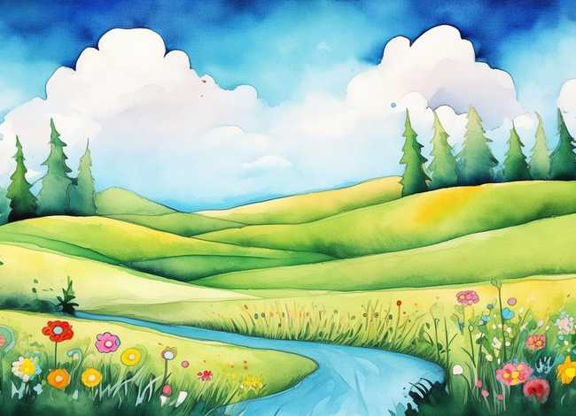 儿童水粉画作品图片风景、儿童水粉画作品图片风景简单