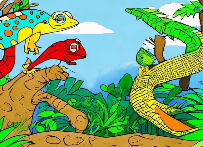 爬行动物儿童画；爬行动物儿童画图片