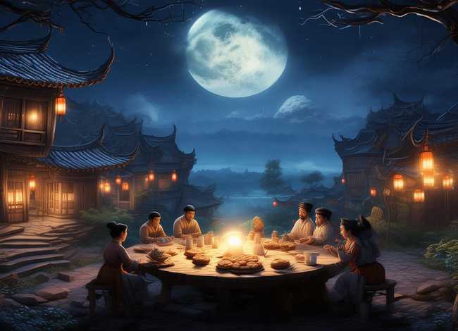 中秋节传说故事绘画；中秋节传说故事绘画图片