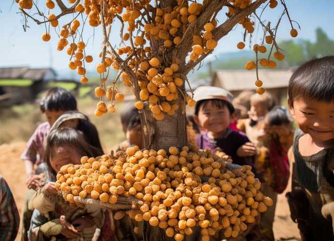 农村儿童吊杏核照片大全，吊干杏儿童能吃吗