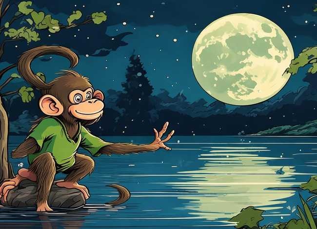 猴子捞月讲故事视频，猴子捞月故事表演视频