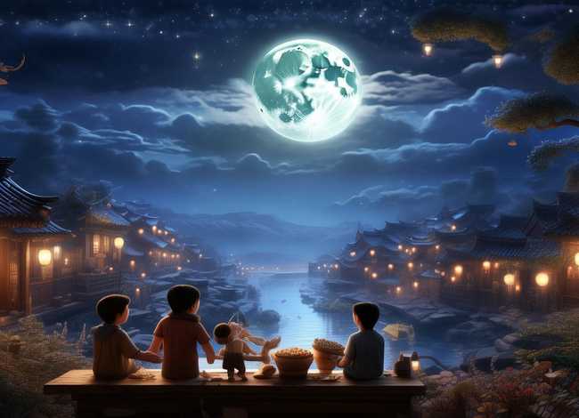 中秋传说故事绘画、中秋节传说故事绘画