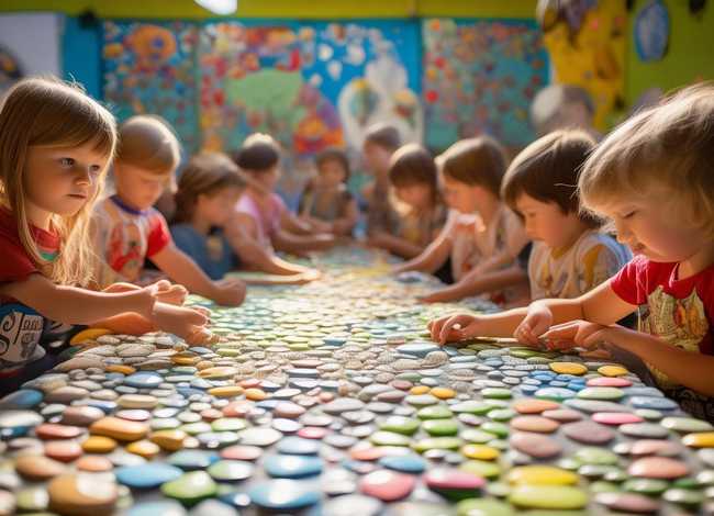 幼儿石头拼画，石头拼贴画幼儿园