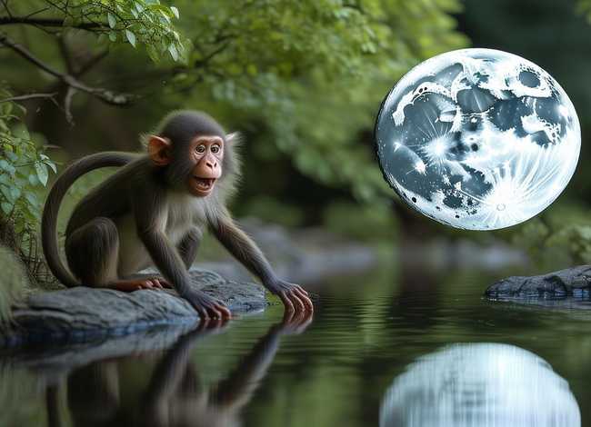 猴子捞月儿童绘本故事；猴子捞月故事绘本简介
