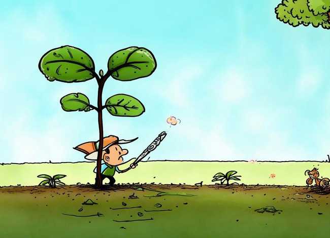 拔苗助长的故事插画 - 拔苗助长的故事简笔画图片