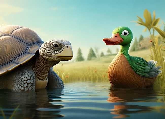 乌龟与野鸭儿童故事；乌龟与野鸭的故事