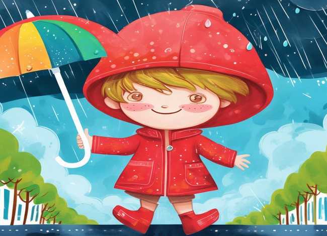 下雨穿雨衣儿童故事，儿童下雨天穿雨衣的简笔画