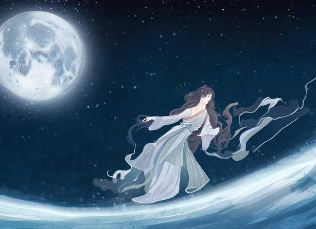 嫦娥奔月的神话故事绘本手绘；嫦娥奔月的神话故事绘本手绘图片