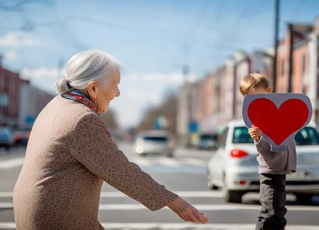 爱心故事简短 爱心故事简短图片老奶奶过马路
