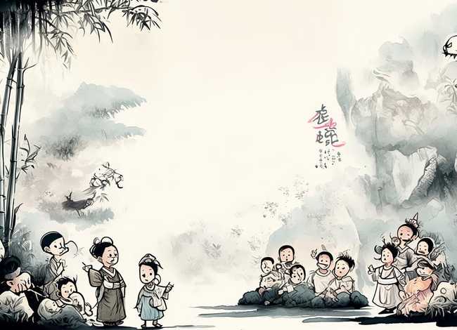 儿童水墨画神话故事；水墨画绘本故事