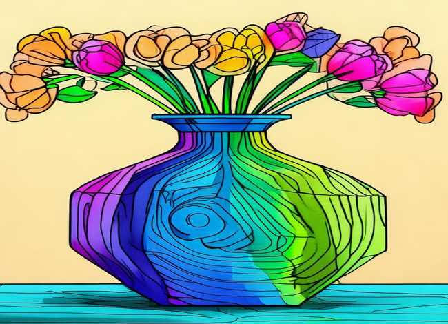 线描画儿童画花瓶 儿童线描画 花瓶