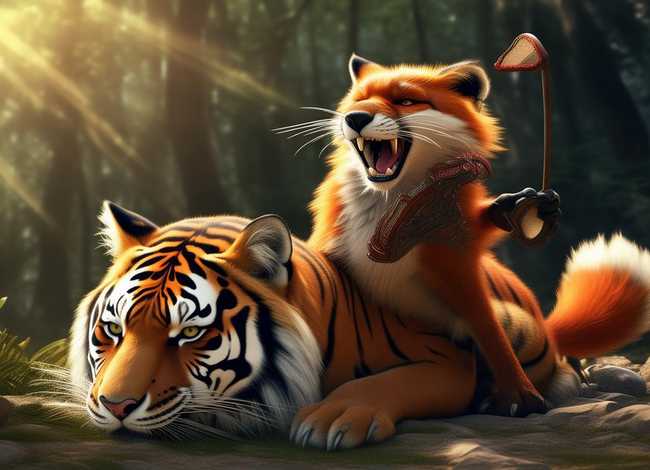 狐假虎威成语故事插图画，狐假虎威的成语故事视频动画片