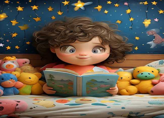 儿童睡前故事自画像，睡前故事插画