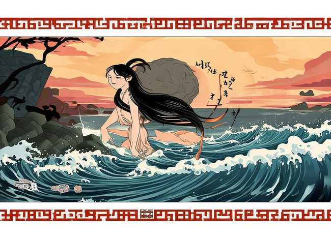 精卫填海的神话故事手抄报；精卫填海的神话故事手抄报四年级