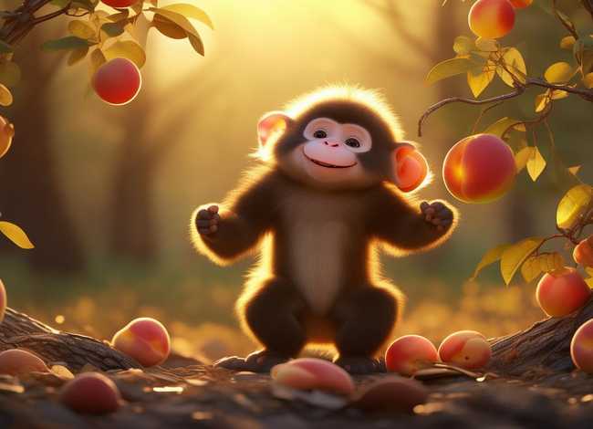 儿童睡前童话故事猴子摘桃 睡前小故事视频大全集小猴子摘桃子