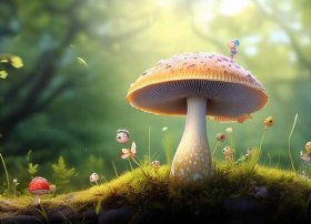 儿童故事蘑菇的生长过程 - 播放蘑菇的生长过程