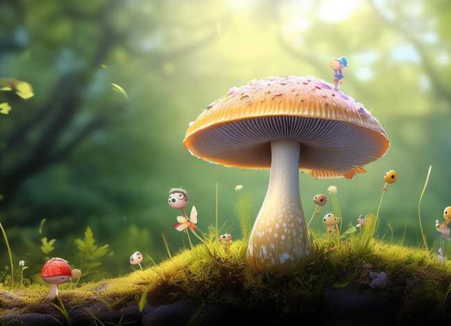 儿童故事蘑菇的生长过程 - 播放蘑菇的生长过程