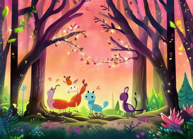 森林故事儿童画作品简介，森林故事会简笔画