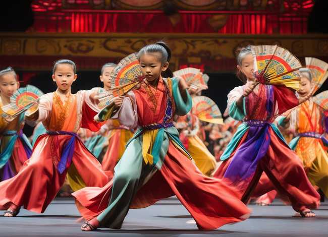 霸王别姬儿童扇子武术表演、霸王别姬儿童扇子舞蹈