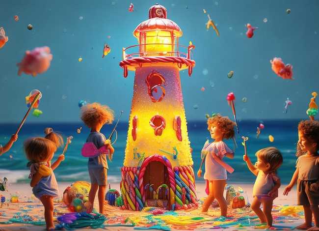 儿童动画灯塔故事；灯塔儿童创意画